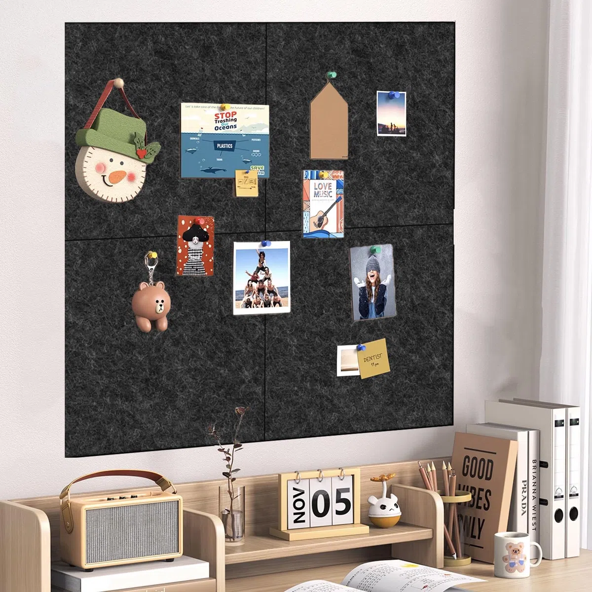 Fieltro protector de pared para diana de dardos, borde autoadhesivo, protección de pared, placas de corcho para dianas, azulejos de pared de fieltro, fondo universal para dardos, negro, 60 x 60