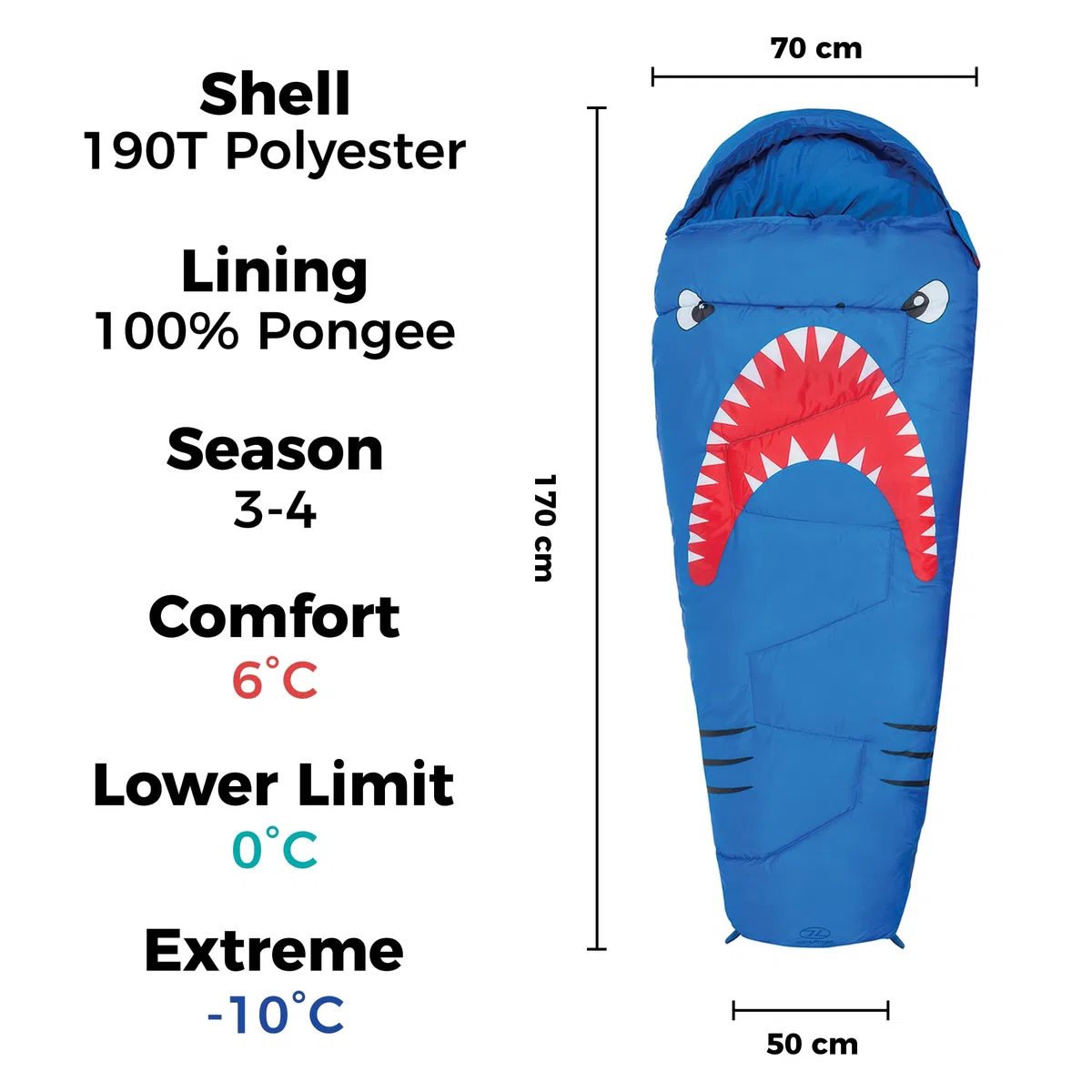 Highlander Kids Creature Shark 300 Mummy - Saco de dormir