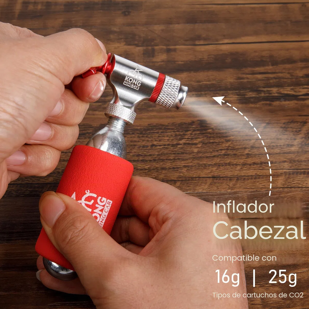 Juego de Inflador de CO2 para Ciclismo, 6 Cartuchos de CO2 de 16g/25g, Compatible con Válvulas Presta y Schrader, Bomba de CO2 para MTB y Bicicleta de Carretera