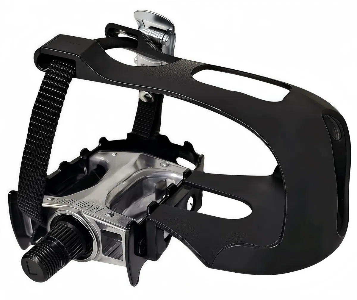 YBEKI Pedales de bicicleta Pro-Grade con clips ajustables para los dedos y correas para los pies, eje de 9/16 pulgadas, apto para Peloton, Schwinn, Sunny, Spinning, Mountain Bike y bicicleta de