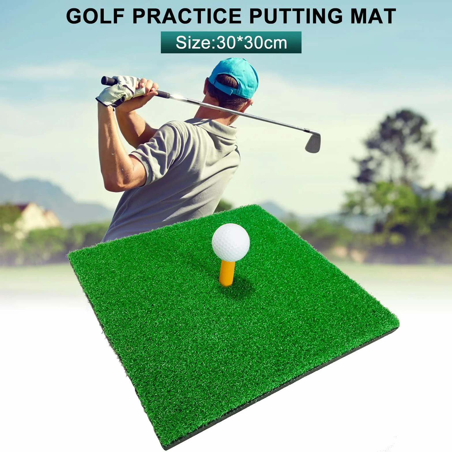 30 x 30 cm, esterilla de práctica de golf, esterilla de golf portátil, esterilla de golf, entrenamiento de chipping, swing de golf en el jardín o garaje