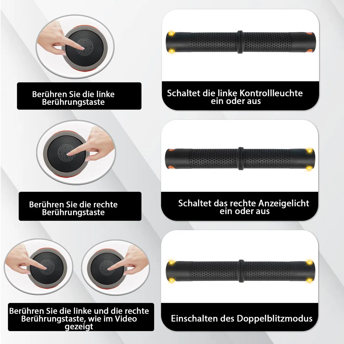 Accesorio para scooter, Luz intermitente con mango, Negro, Luces intermitentes y de advertencia, para Xiaomi M365/Pro2/1S Ninebot ES1 ES2 ES4 G30 Soft Handlebar Grips