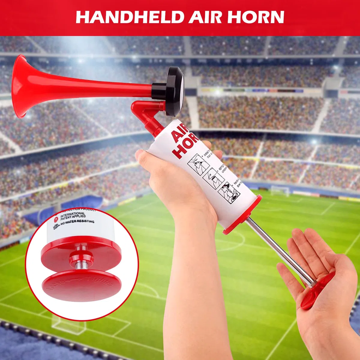 2 Pièces Bocina Aire Comprimido, Bocina de Aire Manual, Bocina de Aire para Fútbol, Balonmano, Bocina de Niebla, Árbitro