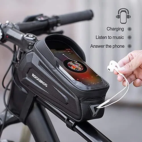 ROCKBROS Bolsa Móvil para Cuadro de Bicicleta, Bolsa Tubo Superior para Teléfono de hasta 6,8'' con Visor Solar y Pantalla Táctil para Bicicletas de Montaña y Carretera, E-bike