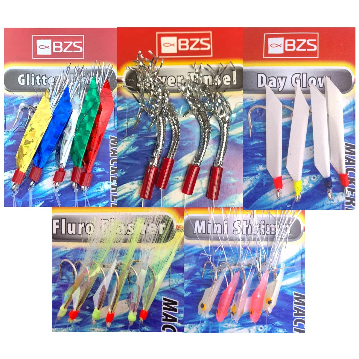 BZS Anzuelos mixtos de plumas de caballa para pesca en el mar, paquete de selección con señuelos, accesorios para todas las especies de verano