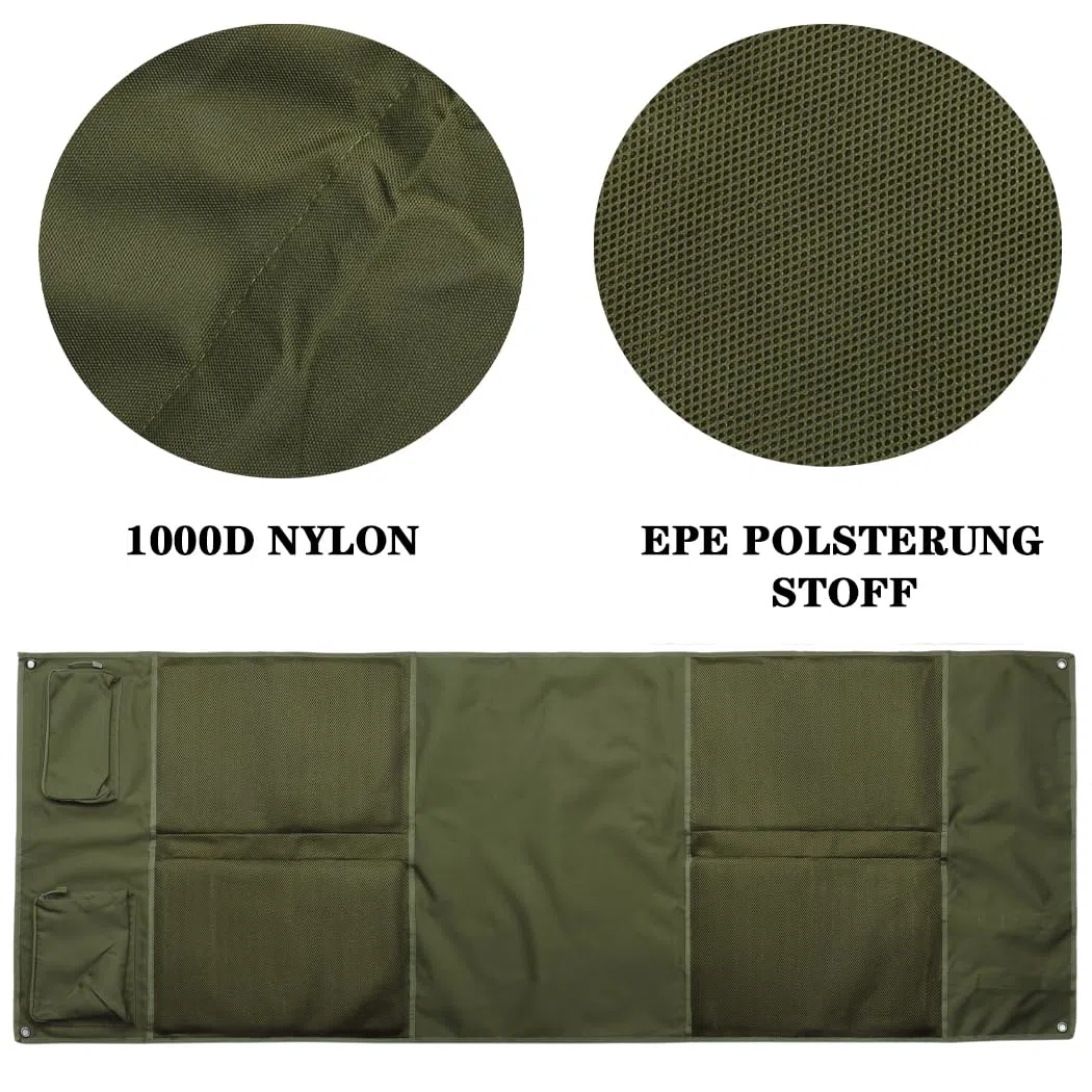 MOZETO Alfombrilla de tiro extragrande, plegable con acolchado para tiros tumbados, equipado con sistema de correa Molle y dos bolsillos para accesorios