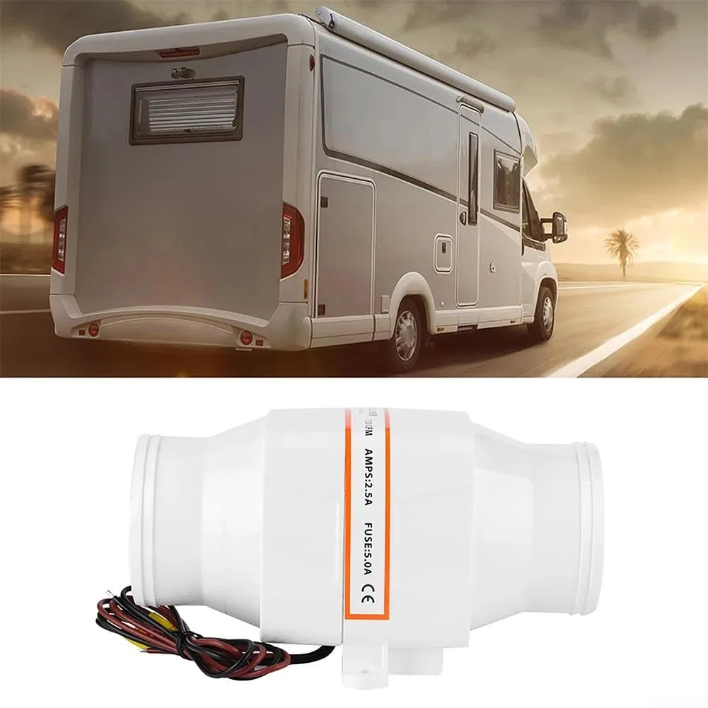 Soplador de sentina marino de 3 pulgadas, ventilador de ventilación en línea de 130 CFM, extractor de aire de alto flujo para yate, caravana, barco, cabina, cabeza de galera, plástico ABS