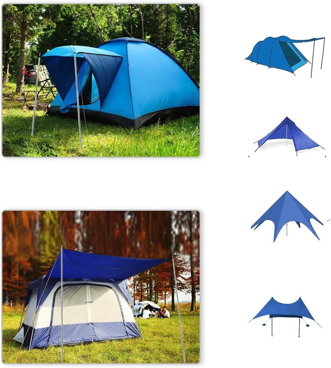 SAN LIKE Varillas Tienda Campaña, Barra Telescópica para Tiendas de Campaña o Toldo Ajustable Postes de Lona de Toldo Camping Carpas, Plegables Palos de Tiendas de Campaña, Postes Metalicos de Soporte
