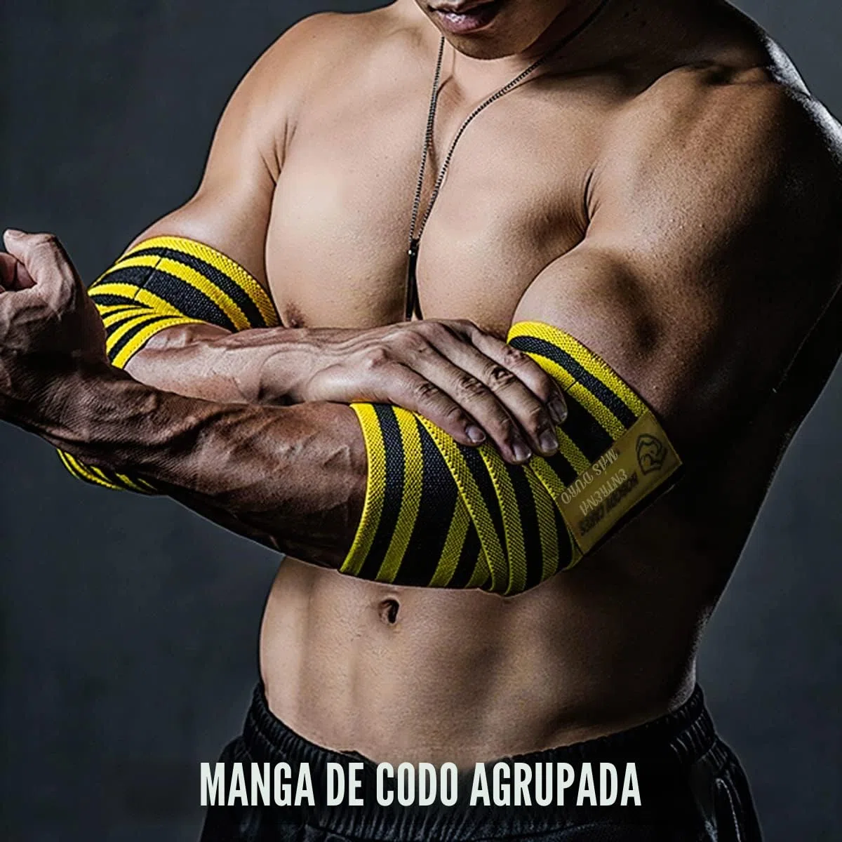 TAVIEW Coderas para Levantamiento de Pesas (1 par), Soporte elástico de Codo de 120cm y Levantamiento de Pesas de compresión, Fitness, Entrenamiento Cruzado y Entrenamiento de gimnasi