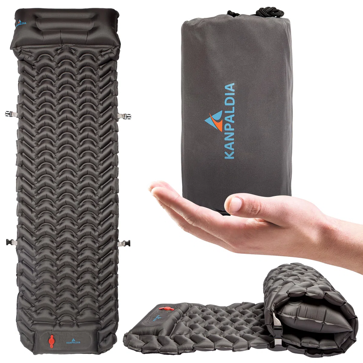 Esterilla Camping Convertible en Asiento - Colchoneta Autoinflable con Almohada - Colchoneta para Dormir