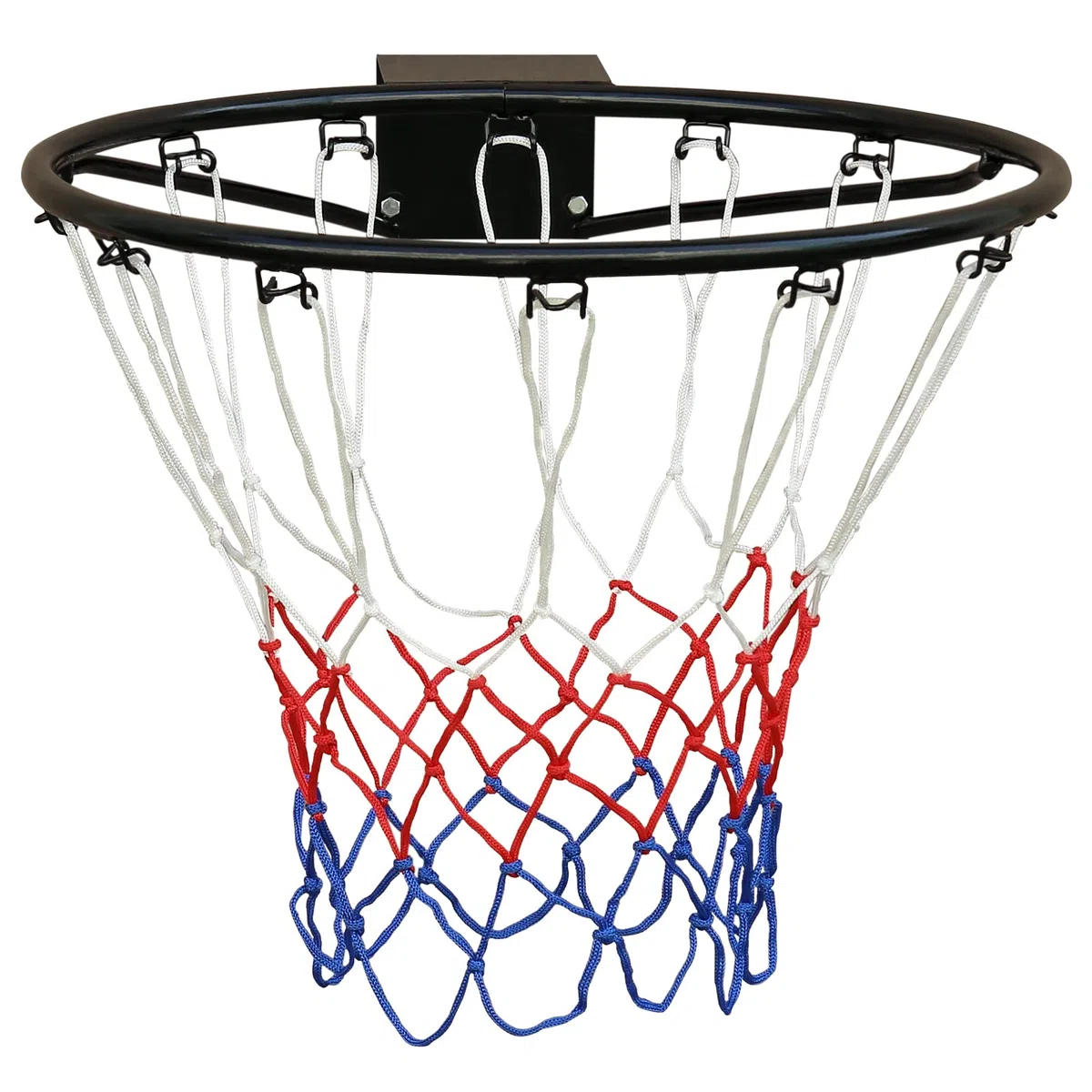Anillo sólido de baloncesto profesional (45 cm), red de aro y fijaciones de pared, adecuado para adultos y niños, interior y exterior, color negro