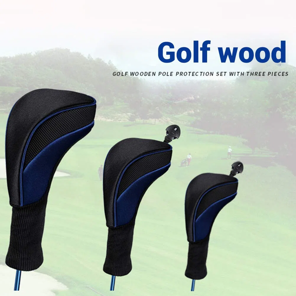 Yumira - Juego de 3 fundas protectoras para cabezas de golf (cuello largo, para golf, para el número 1, 3, 5)