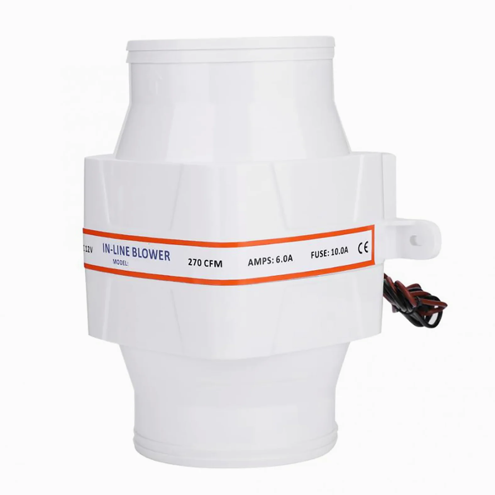 AYNEFY Soplador de motor de barco, ABS 12 V 4 pulgadas en línea, soplador de aire de sentina marina silencioso, ventilador de ventilación fuerte con 6 aspas de ventilador para caravana de yate