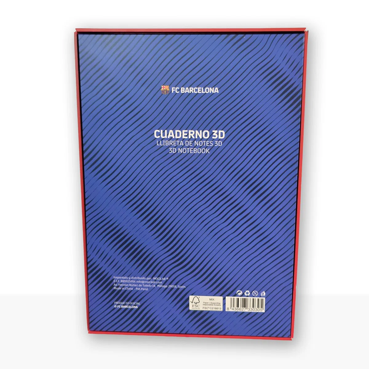 Cuaderno FC Barcelona BARÇA en 3D - encuadernación con Lomo Textil y Acabados de Calidad - 120 páginas de Hojas sin pautar - Color Azulgrana - Tamaño A5