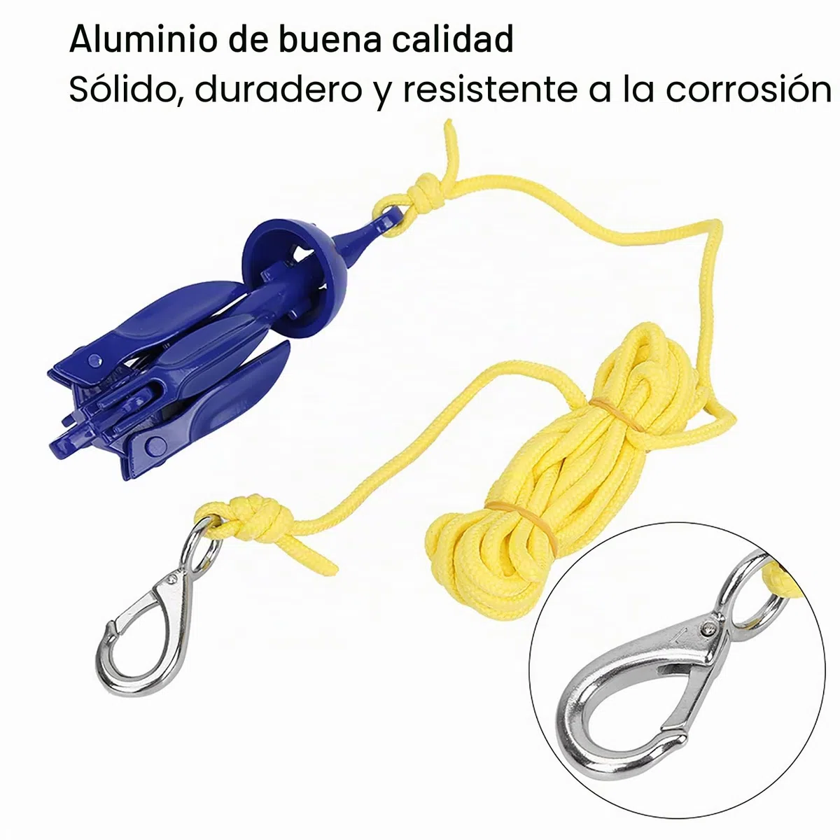 Kit Ancla Plegable Barco Pequeña Ancla Moto, Plegable Barco Pequeña, Portátil para Kayak, Canoa Duradera Barco, Aluminio, Inflable Hebilla Cuerda