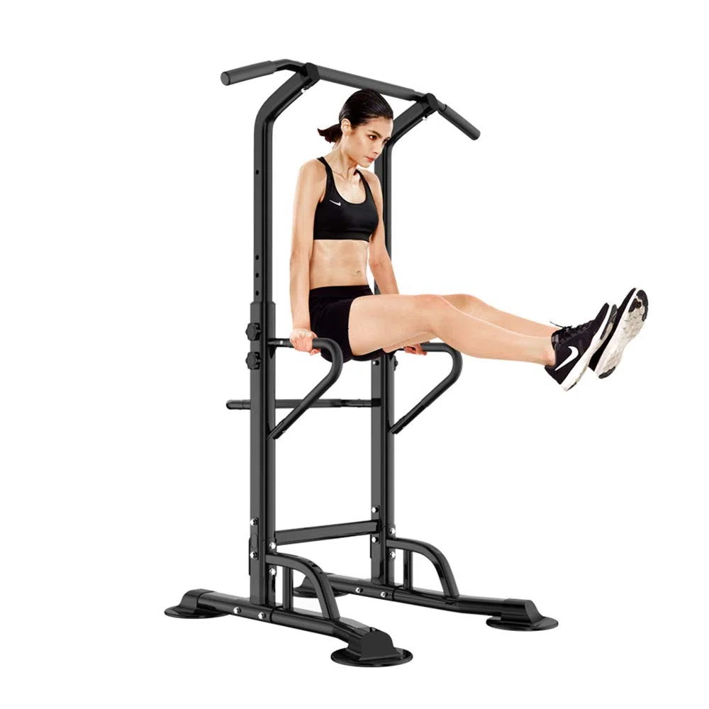 SogesHome Torre de Energía Power Tower Estación de Entrenamiento Silla Romana para Dips con Barra para dominadas Altura Ajustable Multifuncional,72 x 90 x 190-230 cm