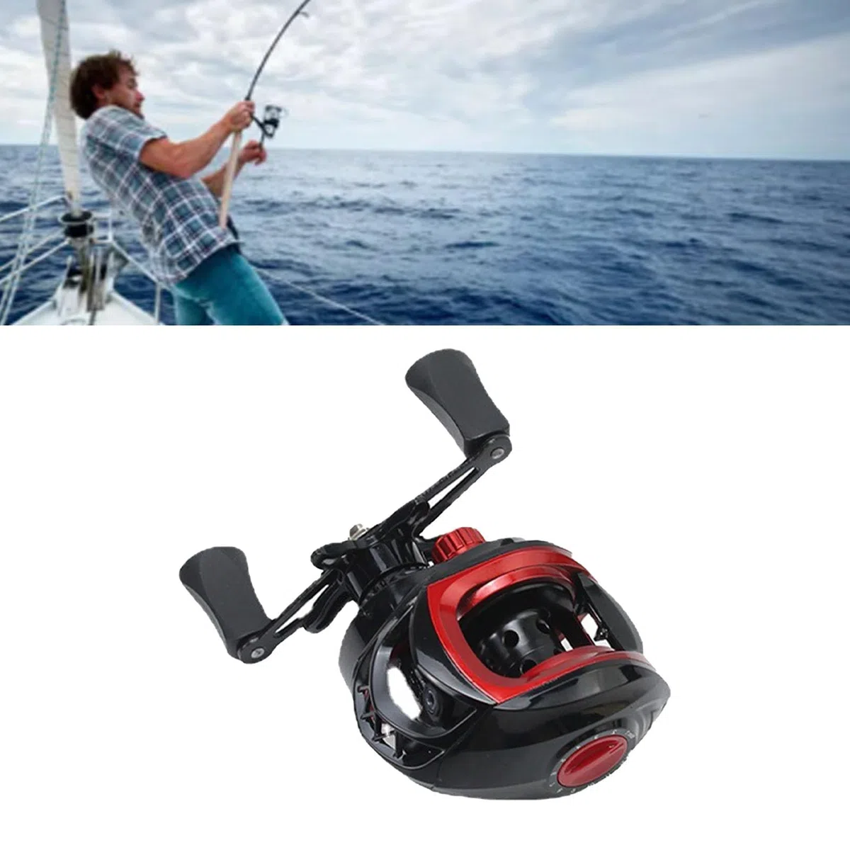 Carrete de Fundición de Metal, Carrete de Fundición Larga, Relación de Engranaje 7,2: 1, Carrete de Pesca Baitcaster para Pescadores de Agua Dulce y Salada