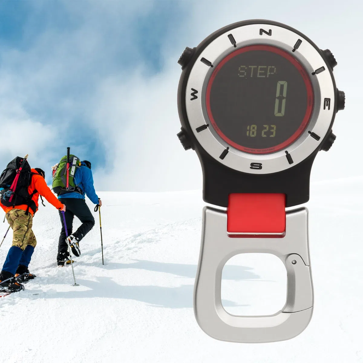 VGEBY Reloj de Bolsillo con Clip para Hombres y Mujeres, Brújula Impermeable, Altímetro, Barómetro, Termómetro, Reloj Deportivo Digital de Mano para Escalada