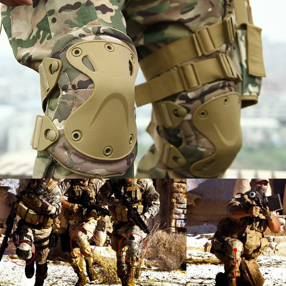 Rodilleras y coderas duras almohadilladas para combate táctico militar duro. Almohadillas de protección para seguridad en deportes de Ever Fairy., color caqui, tamaño Tamaño libre