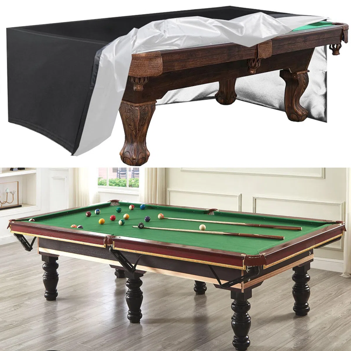 Funda de mesa de billar de 7 pies, cubierta impermeable a prueba de desgarros para mesa de billar, cubierta de tela Oxford, protección solar a prueba de polvo, protección contra la lluvia y el