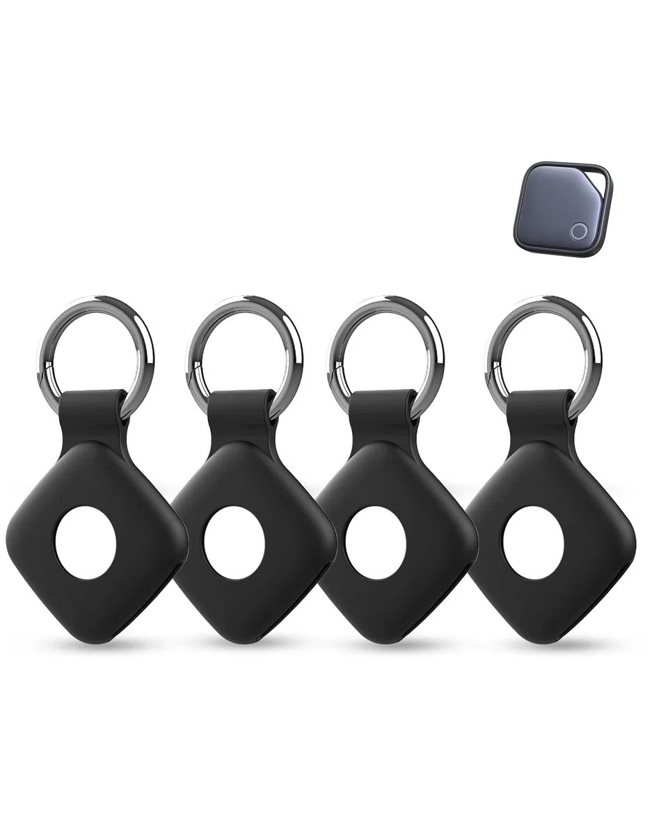 Pack de 4 fundas de silicona para UGREEN FineTrack Anti-Loss Tracker, daunke Funda de Protección Completa (adecuada para personas mayores, mascotas, mochila, equipaje, niños, llaves) Resistente a los