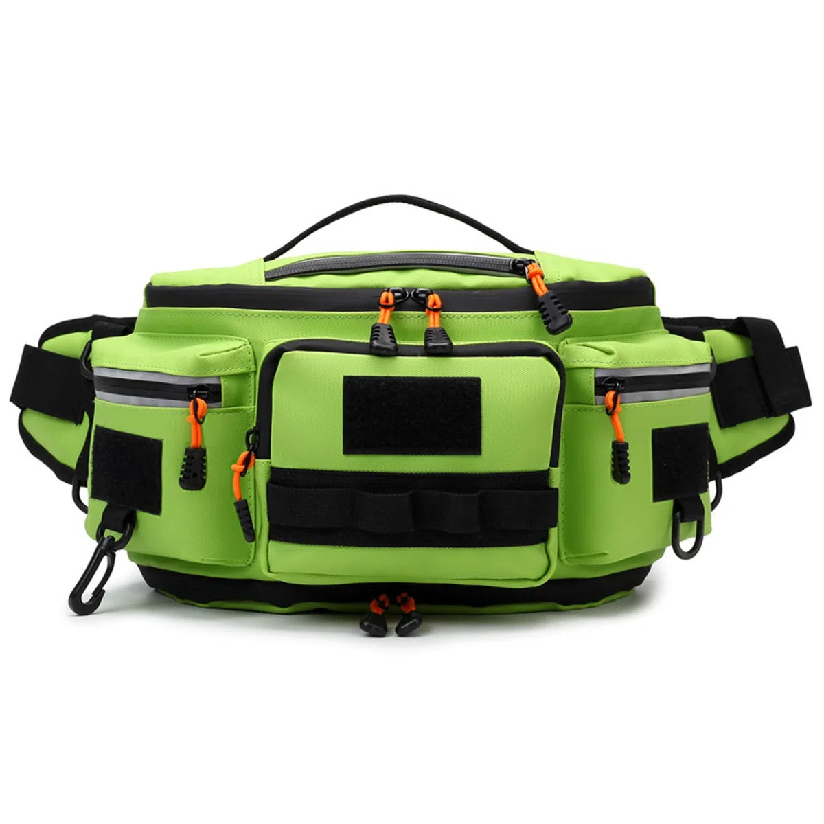 Tnfeeon Bolsa de Pesca con Cabestrillo de Tela Oxford, Riñonera para Aparejos, 36x15x19cm, Organizador Expandible de Múltiples Compartimentos con Ganchos Externos para Hombres, Pesca, Ciclismo,
