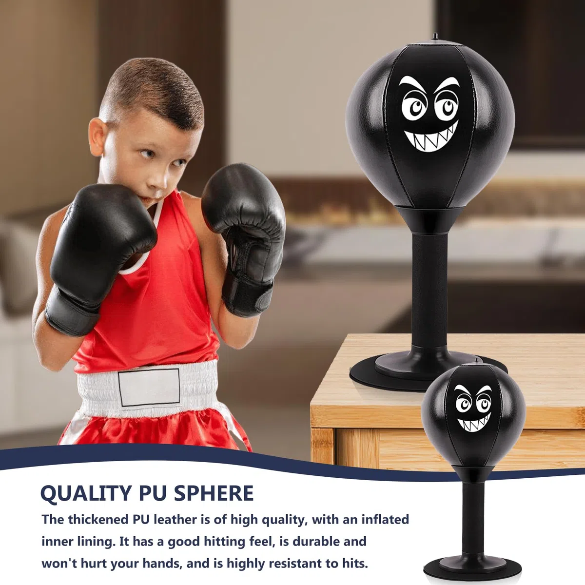 Punchingball Mesa de escritorio, bolsa de punching para adultos, mini saco de boxeo con ventosas fuertes y bomba de aire, saco de boxeo para casa y escritorio para aliviar el estrés, mesa saco de