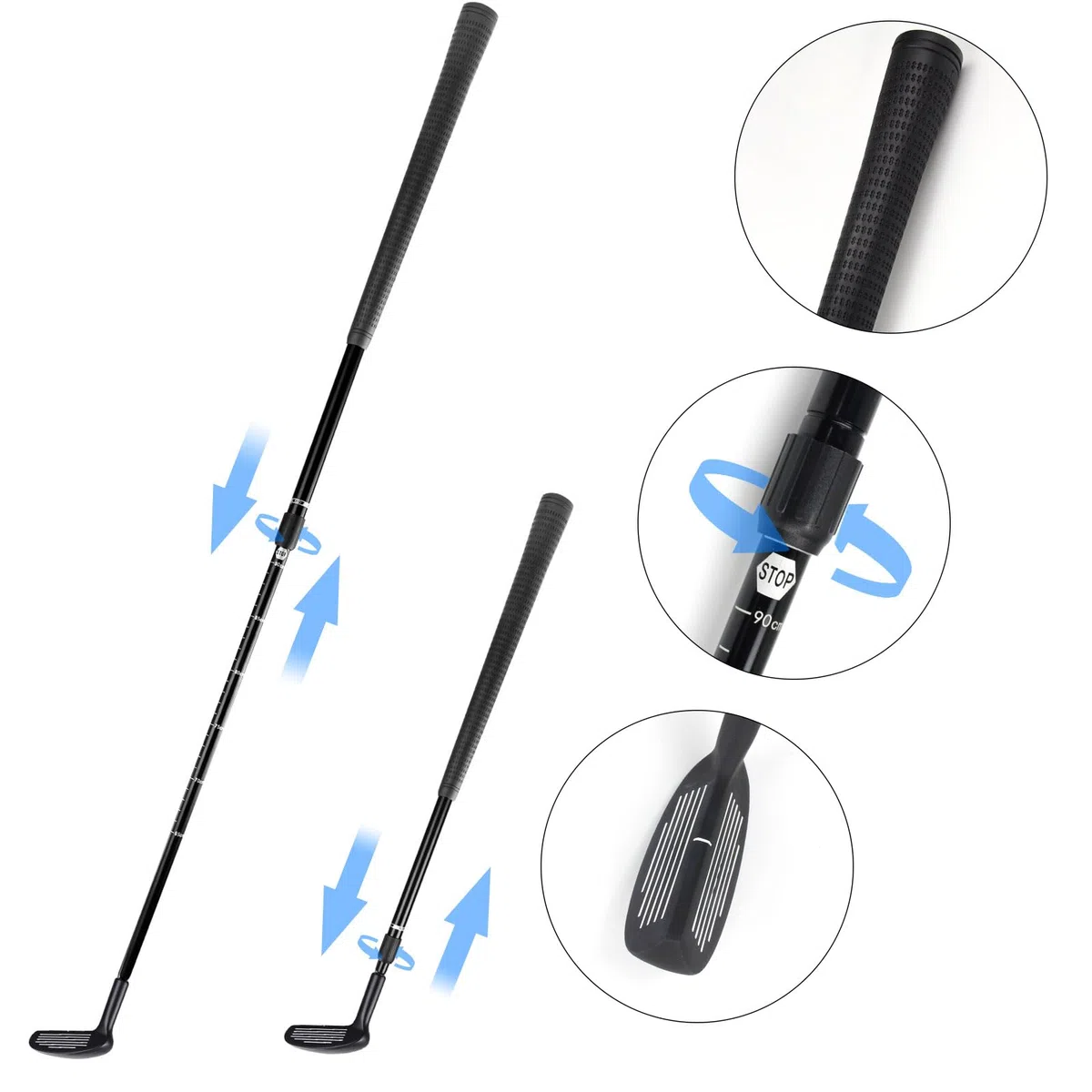KOFULL Golf Chipper Golf Club Doble Lado Ajustar Golf Chipper Telescópico Golf Club para Hombres Mujeres Niño