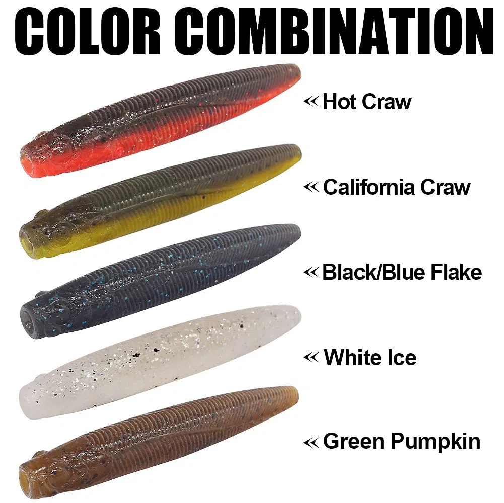 Ned-Rig-Kit-Finesse-Baits-Soft Plastic Worms-Fising-Lure para Bass Stick Swimbait Minnow Crawfish Lures Shroom Ned Jig Head Kit