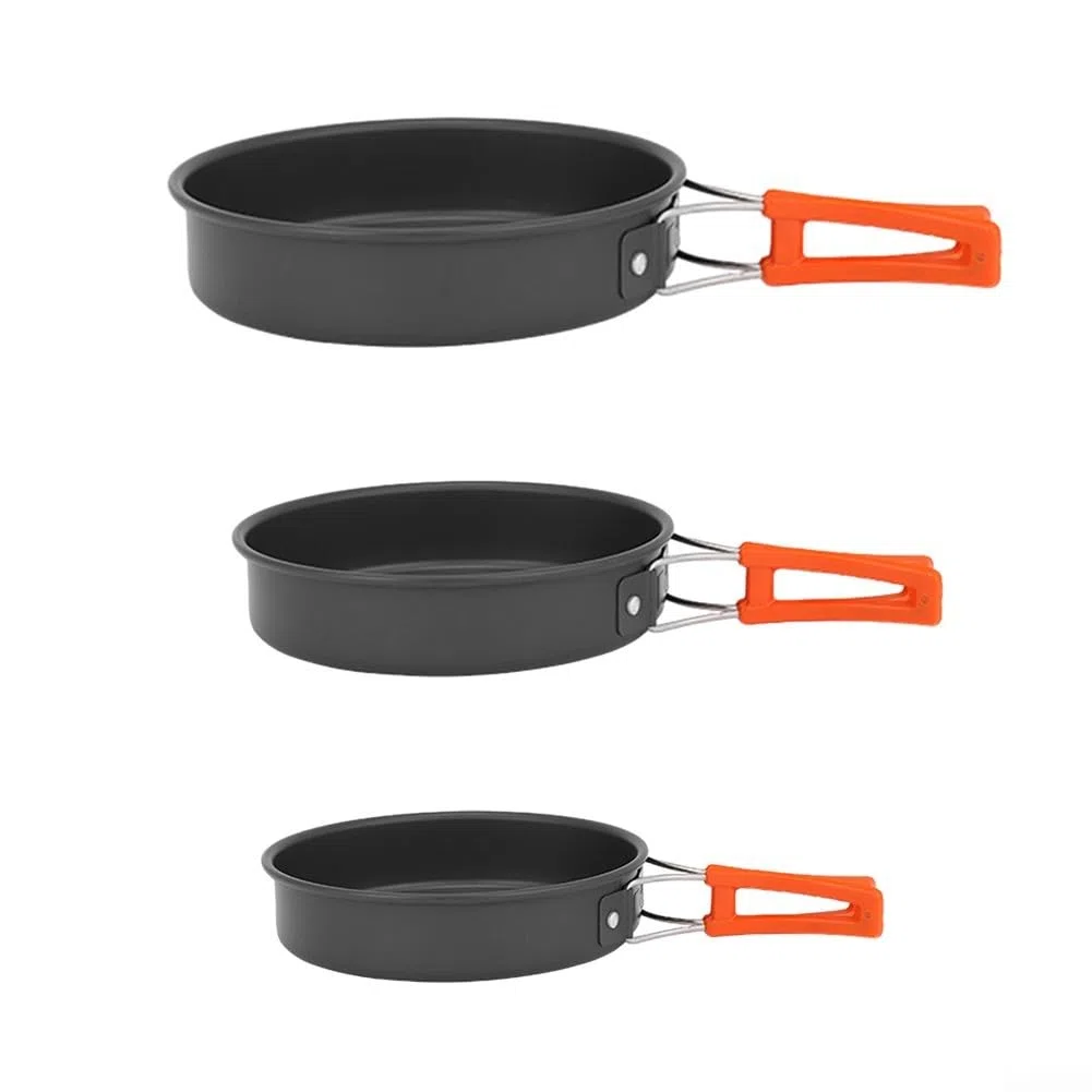 Sartén ligera para camping, olla antiadherente con mango plegable para acampar al aire libre picnic (grande)