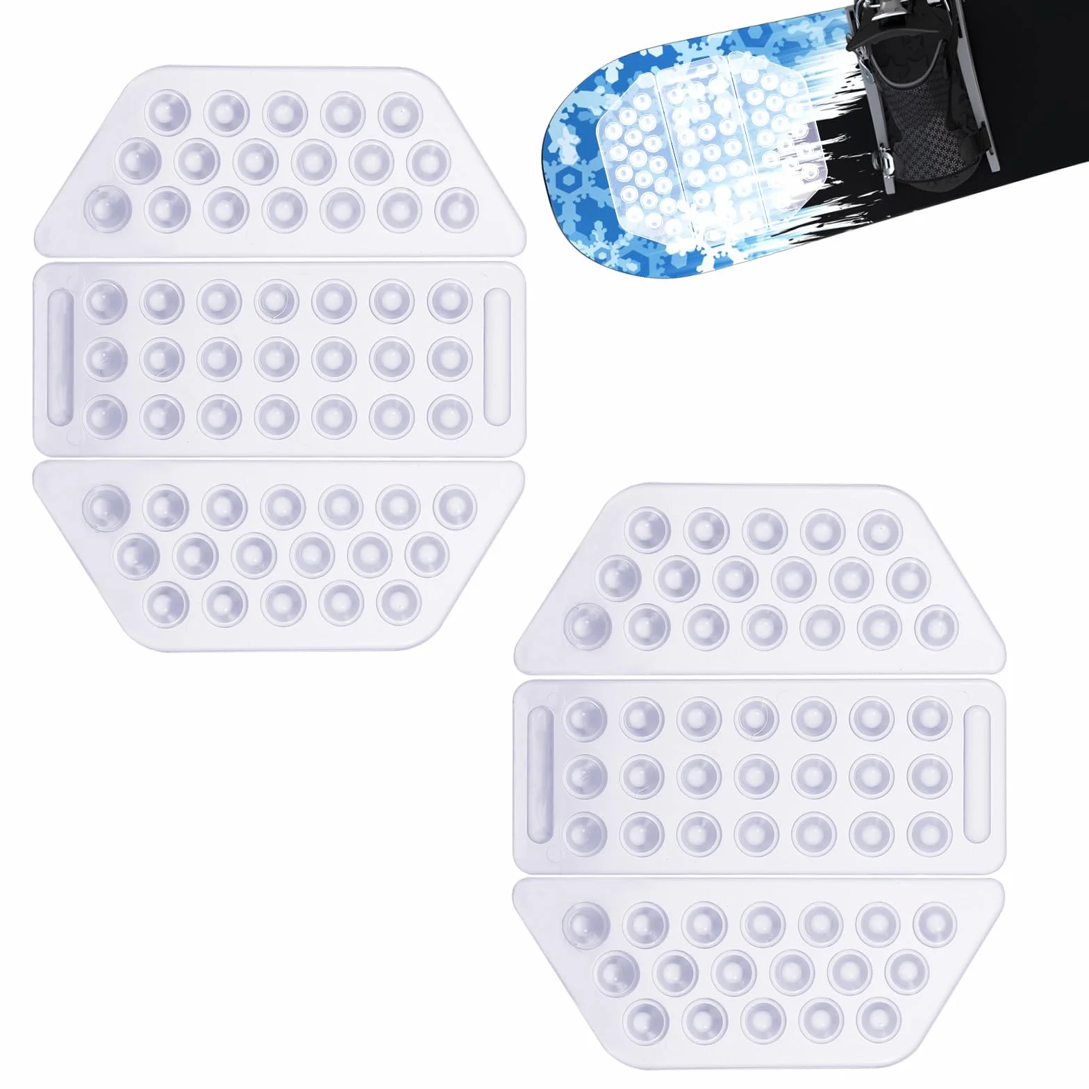 LUTER 6 Piezas Almohadillas para Stomp de Snowboard, Almohadilla para Pies Antideslizante Autoadhesiva Almohadilla para Stomp con Púas Proporciona Agarre Adicional para Snowboard Hombres Mujeres