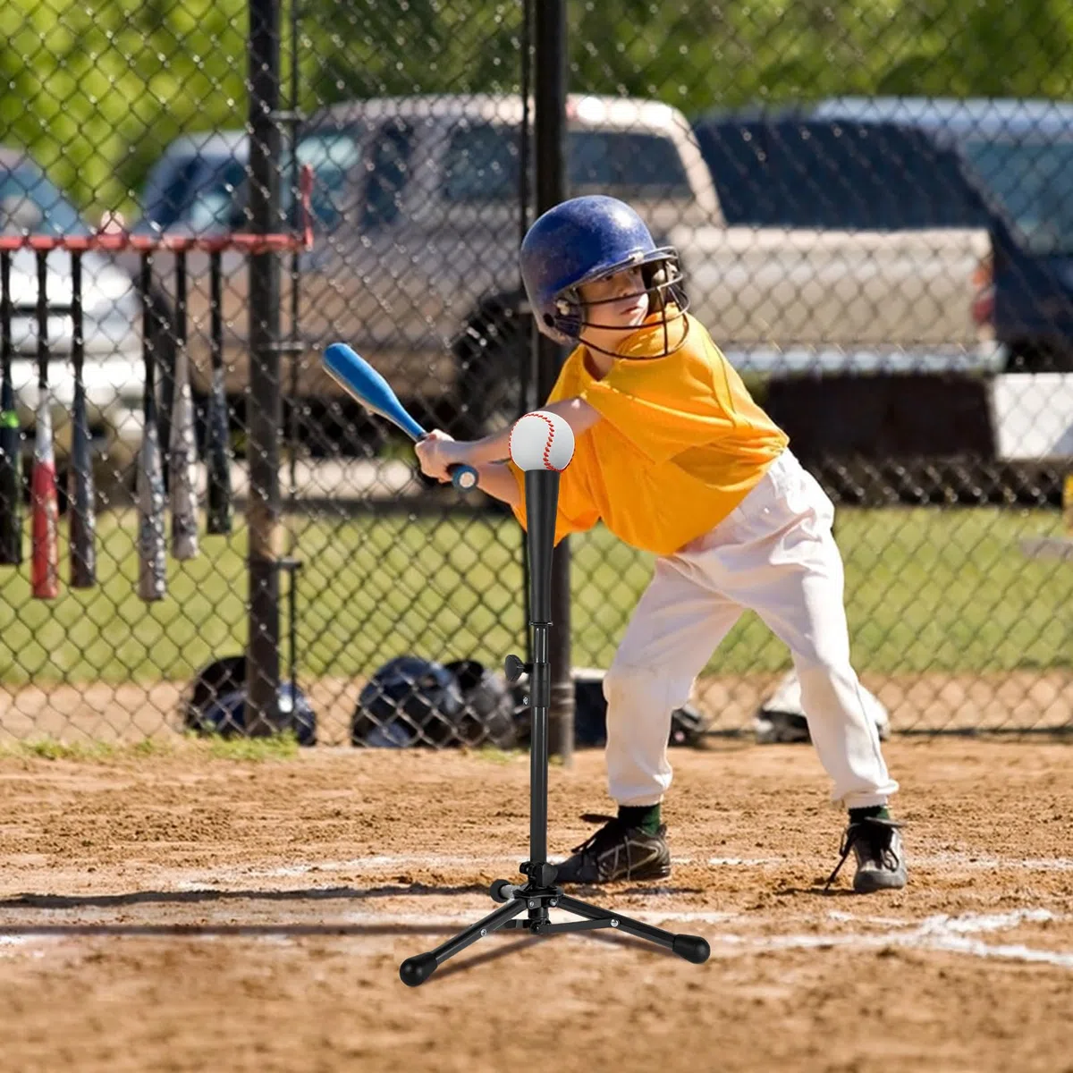 Bates De Béisbol para Práctica,Bateo para Softball - con Bolsa Trípode Altura Ajustable Portátil para Principiantes Adecuado para Edades 3-8