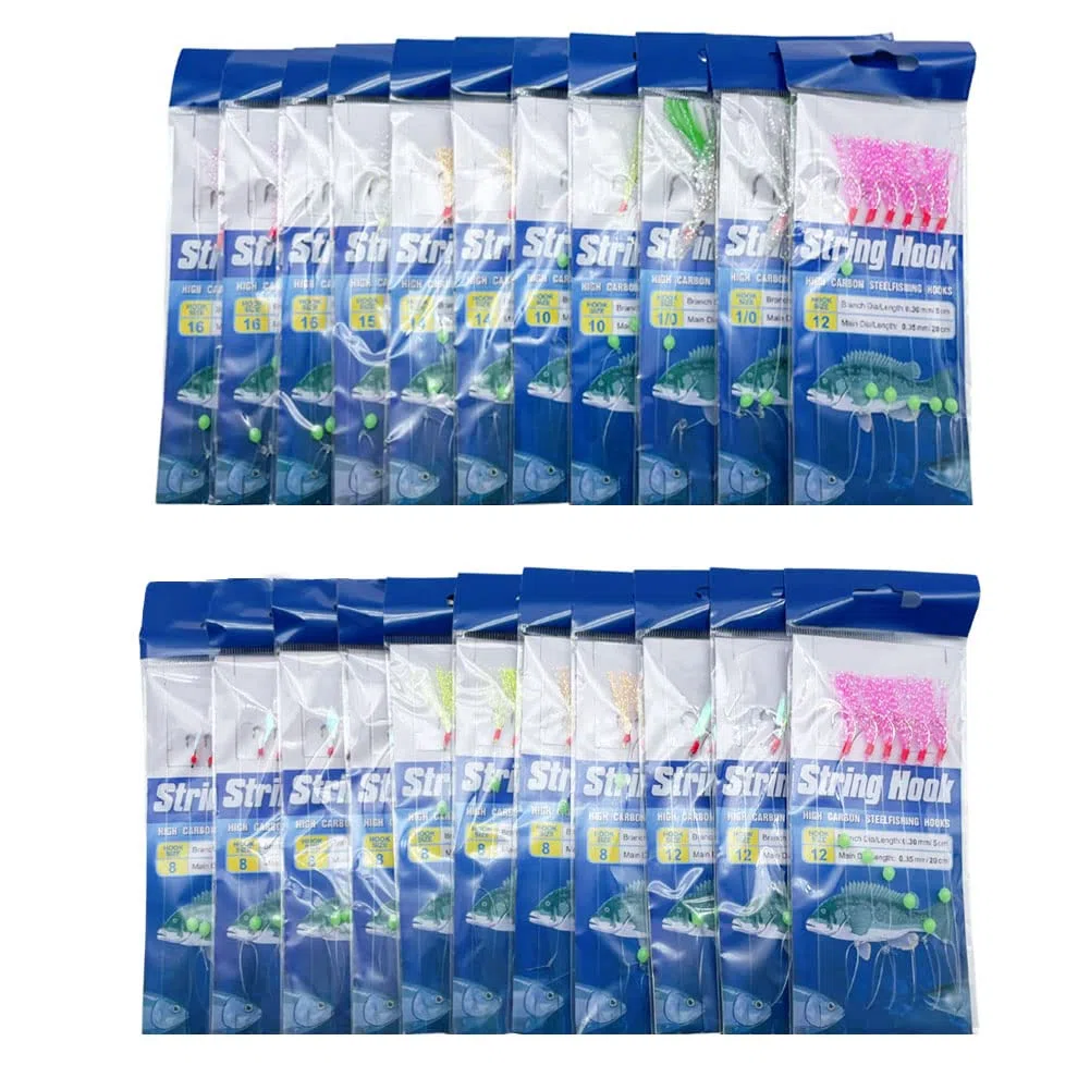 FedMois Plumas de Pesca Sabiki con Diferentes Tallas para Pesca Pack de 22