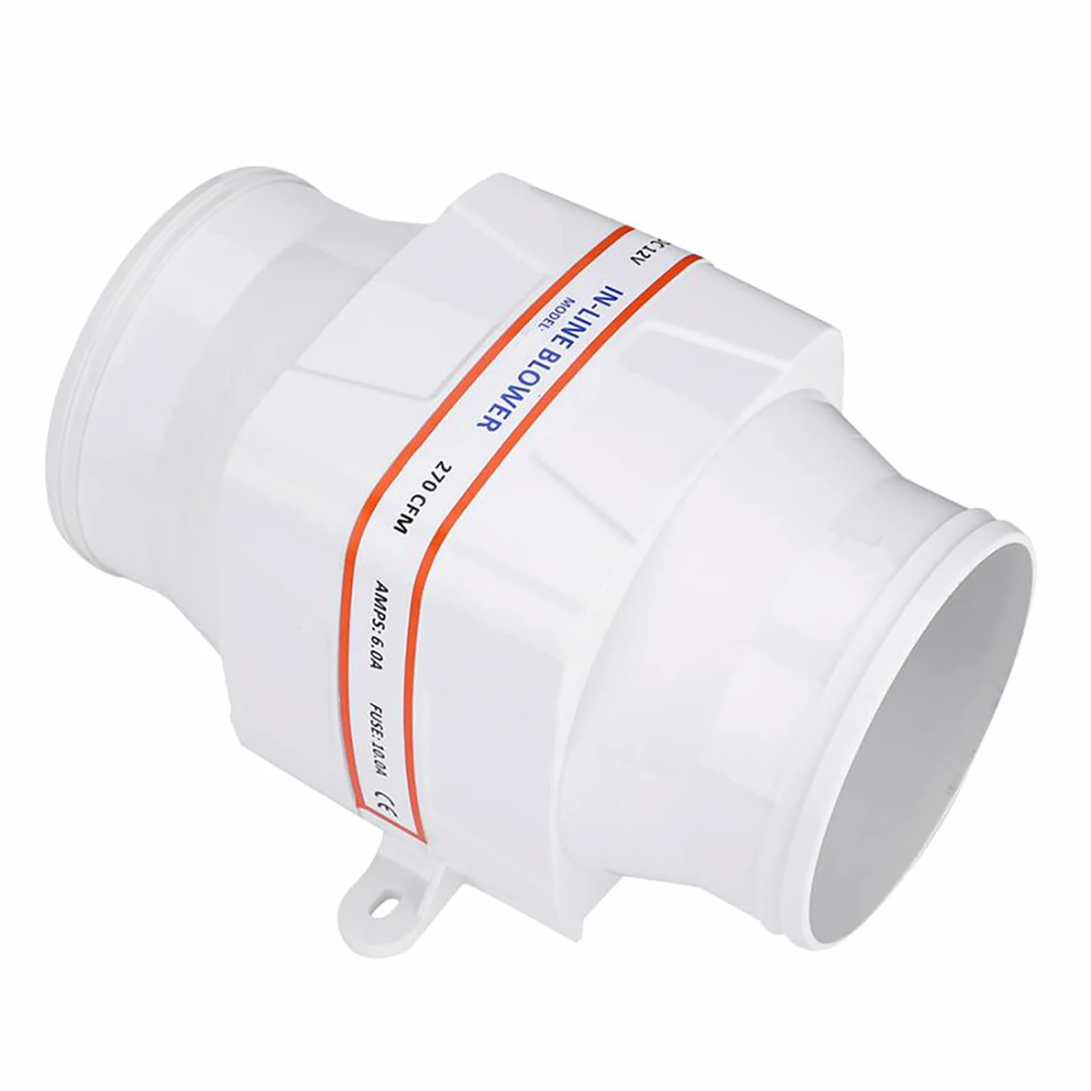 AYNEFY Soplador de motor de barco, ABS 12 V 4 pulgadas en línea, soplador de aire de sentina marina silencioso, ventilador de ventilación fuerte con 6 aspas de ventilador para caravana de yate