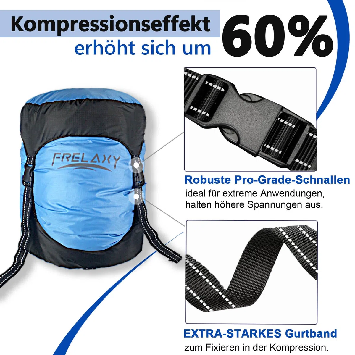 Frelaxy Bolsa de compresión, 40% más de espacio de almacenamiento, 11 L, 18 L, 30 L, 43 L, 43 L, 49 L, resistente al agua y ultraligera, bolsa de almacenamiento para saco de dormir, equipo que ahorra