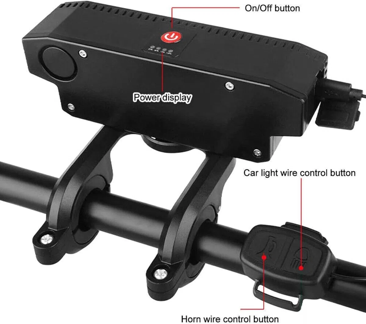 Genérico Luz Bicicleta Delantera, Bocina 130 Db, Recarga USB, 6 Modos De Luz, Luz Delantera Bicicleta Potente Led,Impermeable Y PortáTil — para Ciudad Y Aventuras