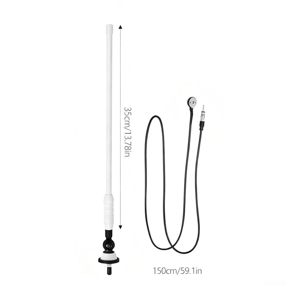 Antena AM FM de grado marino de 35 cm para coche, barco, caravana, yate con conector, fácil instalación