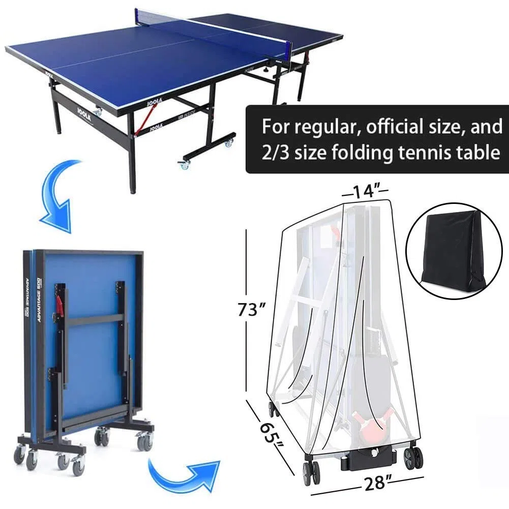 SPROTW Funda de mesa de ping pong, Oxford 420D resistente, protege el polvo y los daños, resistente a la intemperie para mesas plegables (65 x 28 x 73 pulgadas)