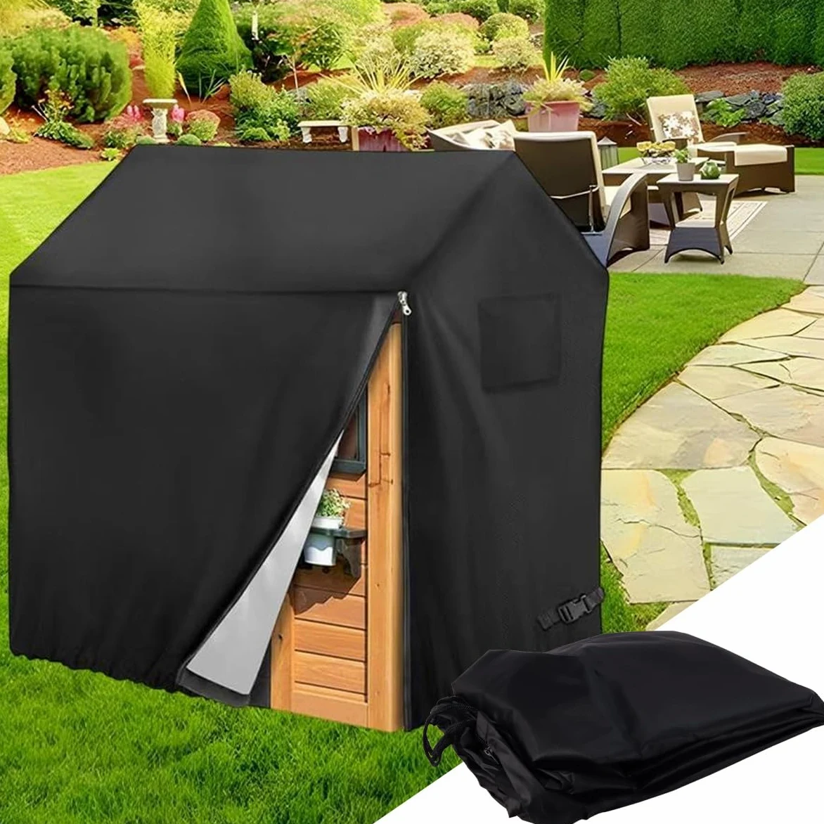 Lona Impermeable para Exteriores 210D, para Casita De Juegos, con Protección Solar (110 X 120 X 140 Cm)