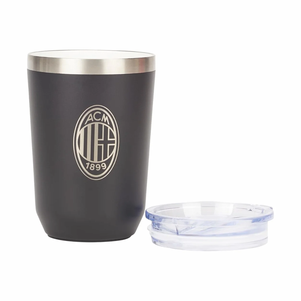 A.C. Milan Cantimplora, Producto Oficial, Taza Térmica para Café, Leche y Té, Thermos, Termo (Negro), 0.38 L