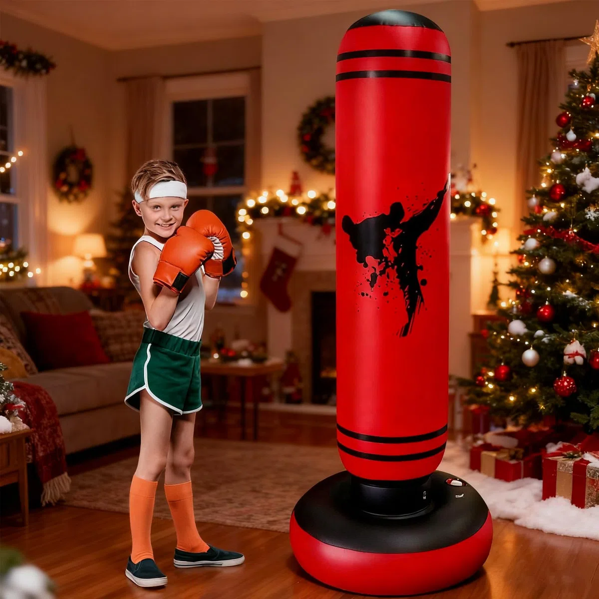Saco de Boxeo Adolescente 14 Años o más Saco de Boxeo de Pie, Bolsa de Boxeo Inflable Estable para Karate, Kickboxing, MMA, Regalo Ideal para Adolescente