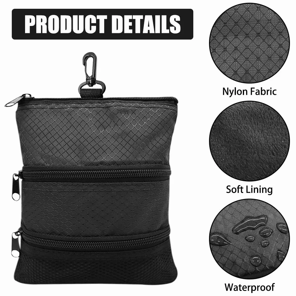 MiOYOOW Bolsa de golf, bolsa portátil de almacenamiento de golf con cremallera con gancho de plástico y cremallera de 3 capas para hombre y mujer