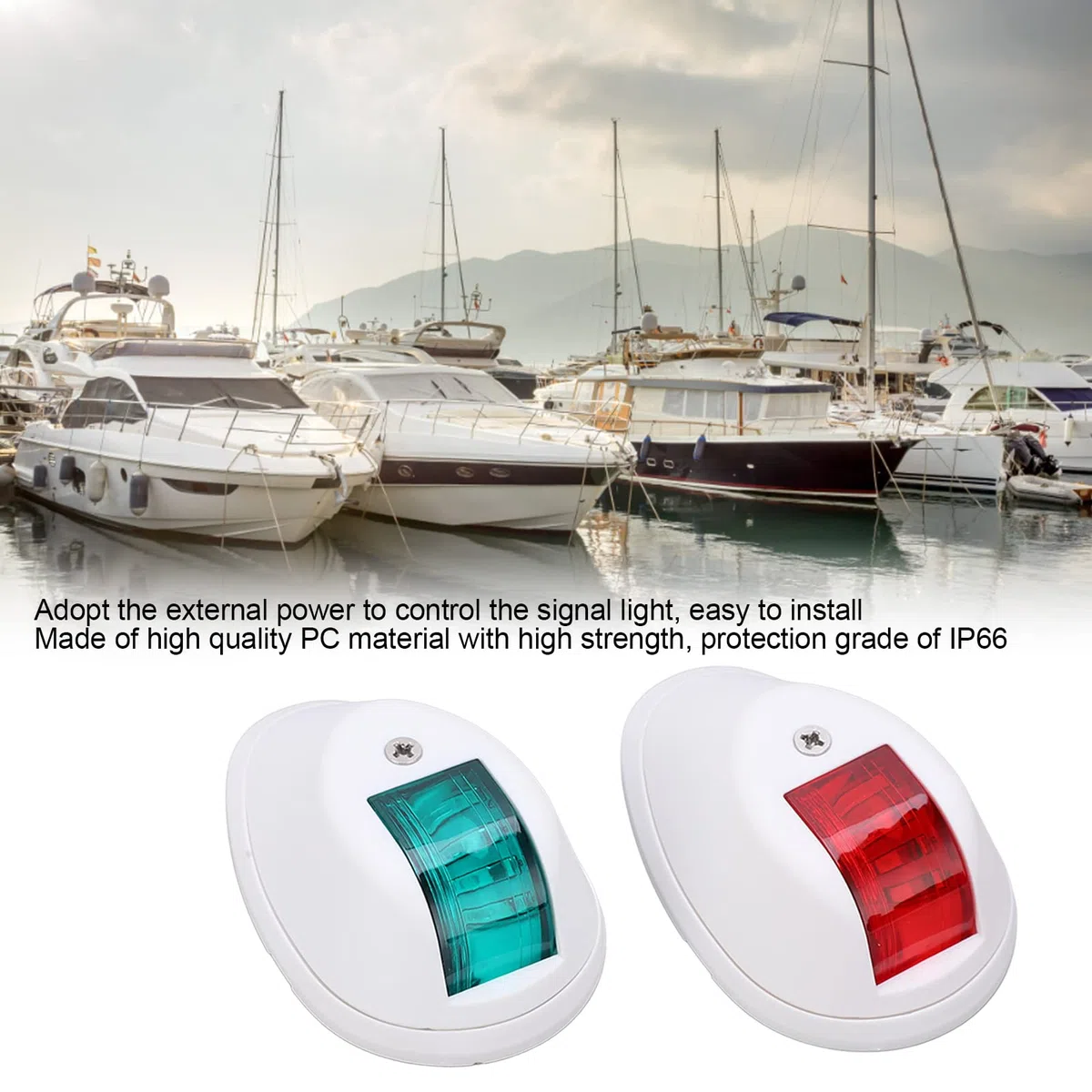 Fyearfly Boots - Luces de navegación, 2 unidades, DC12V-24 V, luces LED para barco, color rojo y verde para barcos marinos, yates (blanco)