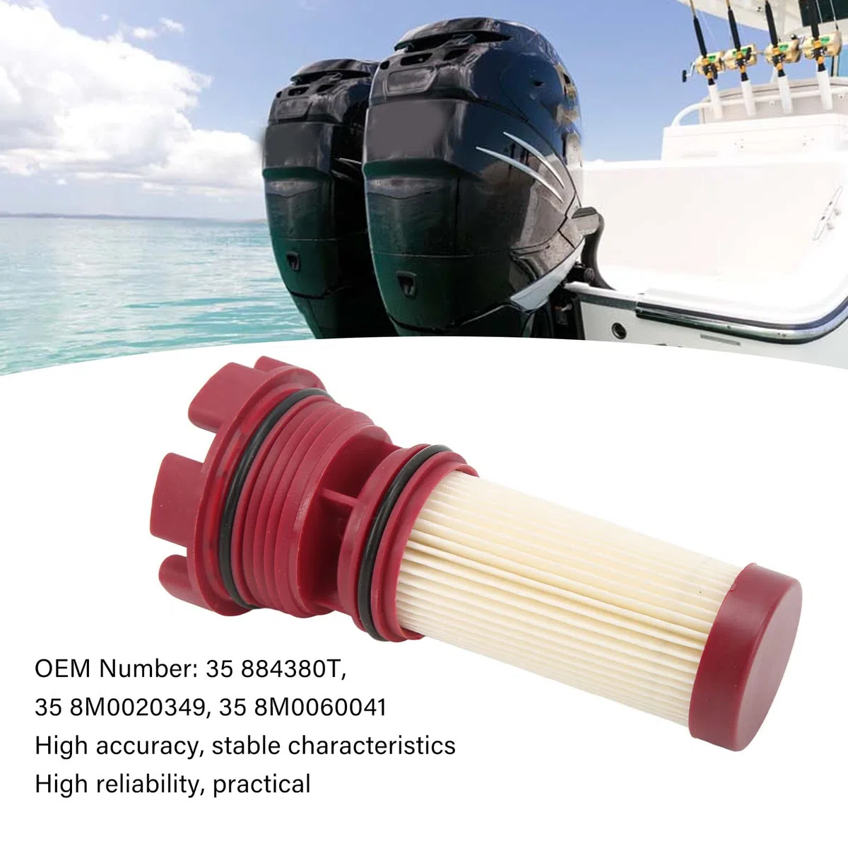 Qiilu Filtro de CombustiblePara Verado Fueraborda 2 Uds Filtro de Gasolina y Aceite de Combustible 35 8M0060041 Accesorios de Motor Fueraborda de Yate