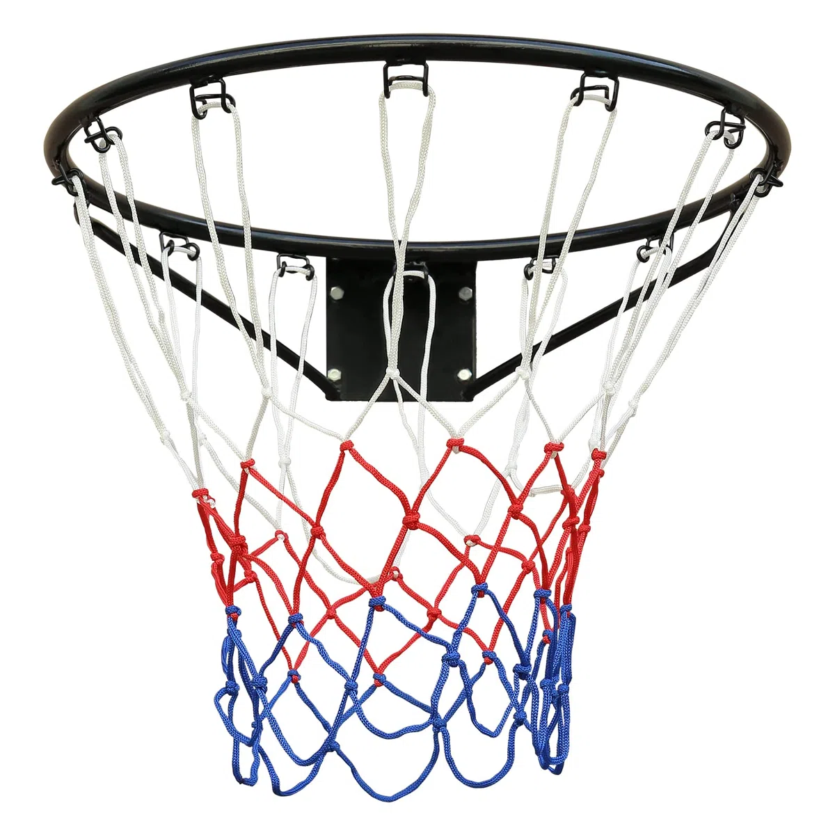 Anillo sólido de baloncesto profesional (45 cm), red de aro y fijaciones de pared, adecuado para adultos y niños, interior y exterior, color negro