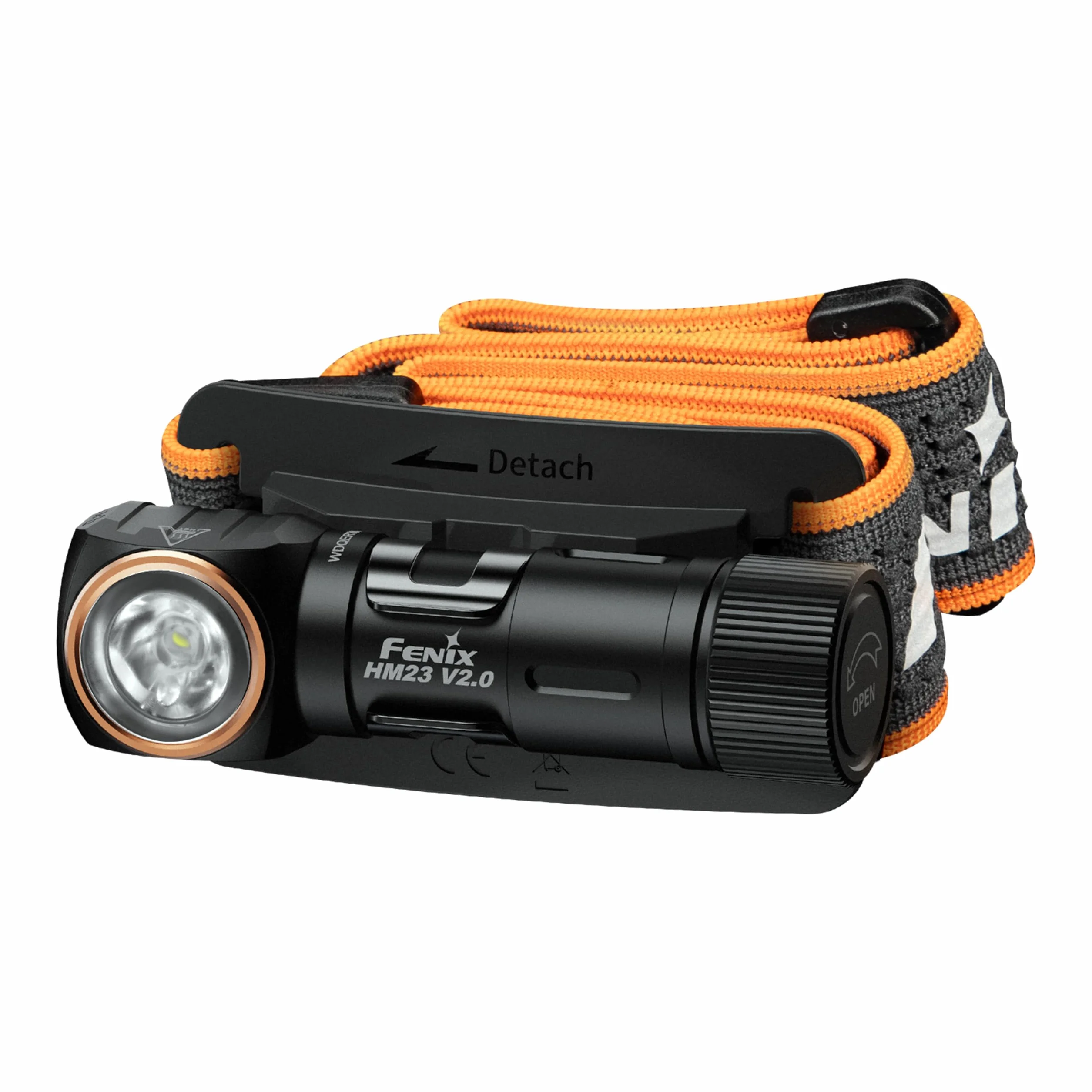 fenix HM23 V2.0, linterna frontal multiusos compacta y ligera, linterna en ángulo derecho, 300 lúmenes, 88 m, 100 horas máximo, funciona con pilas AA, tapa trasera magnética, inclinación vertical de