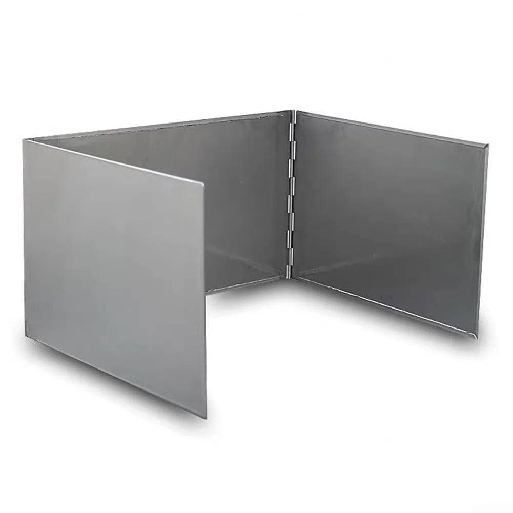 DAZZLEEX 3 placas plegable estufa de camping Windsheild, pantalla de viento para estufa de mochilero, estufa de picnic al aire libre, estufa de alcohol, protector de viento