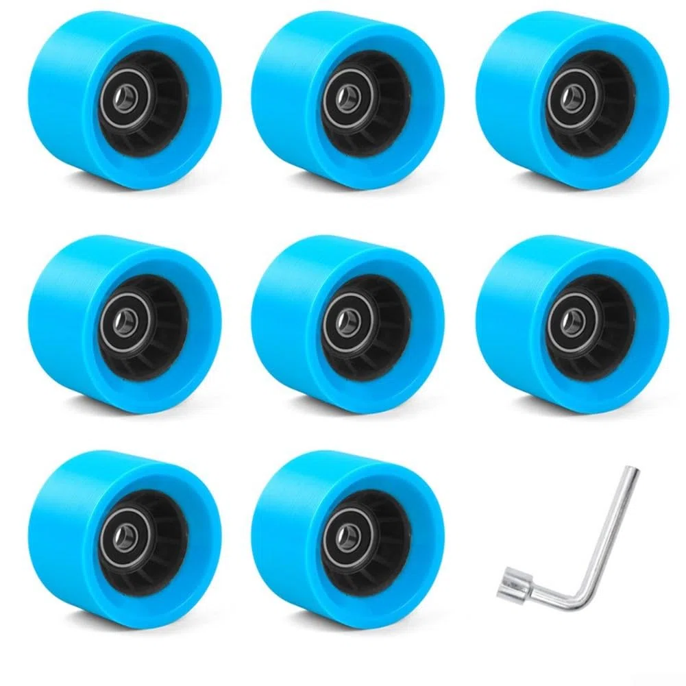 Juego de 8 ruedas para patines de 58 mm de diámetro con opciones de ancho de 32 mm y 39 mm para patines de cuatro ruedas con rendimiento de rodamiento suave en parques de asfalto (azul (azul (90A))