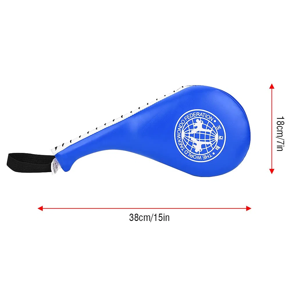 BORDSTRACT Taekwondo Kick Pads, Paquete De 2 De Cuero PU Y Acolchado De Esponja De Alta Densidad Kickboxing Striking Pad, Equipo De Entrenamiento para Karate, TKD, Artes Marciales, Dojo(Blue)