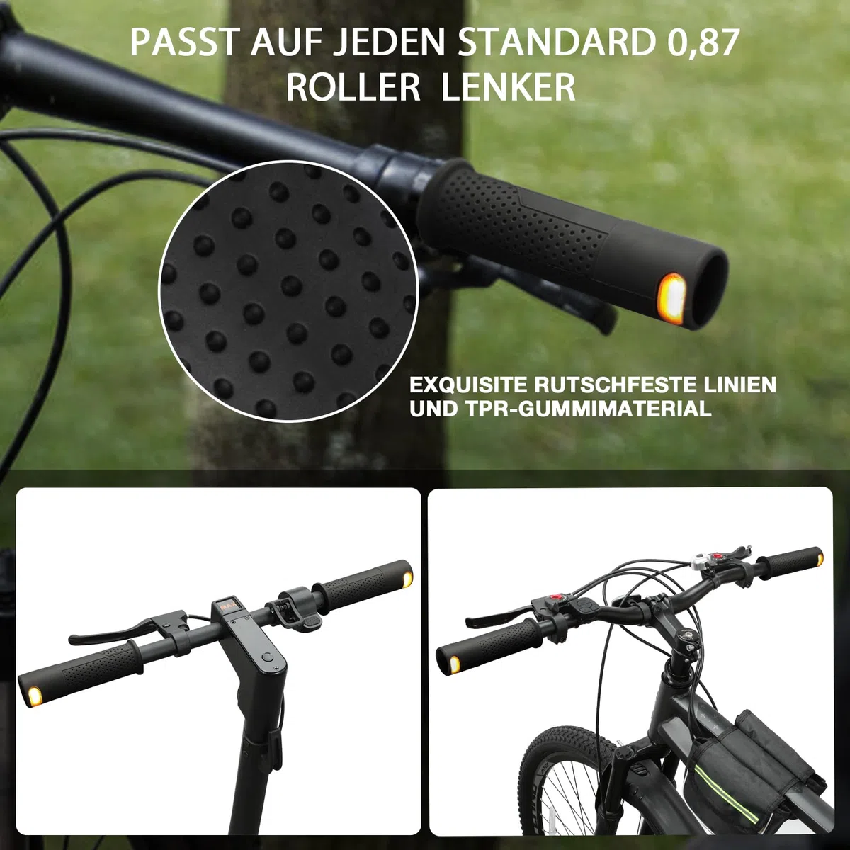 Accesorio para scooter, Luz intermitente con mango, Negro, Luces intermitentes y de advertencia, para Xiaomi M365/Pro2/1S Ninebot ES1 ES2 ES4 G30 Soft Handlebar Grips